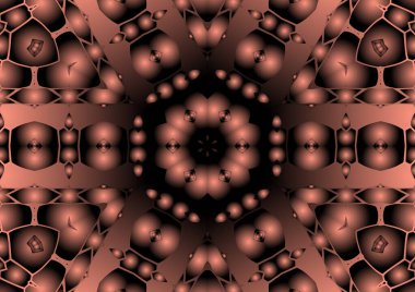 Dijital illüstrasyon, geometrik soyut renkli kaleydoskop simetrik desen ve gradyan etkisi. Klasik güzel dekoratif arkaplan