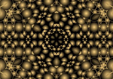 Dijital illüstrasyon, geometrik soyut renkli kaleydoskop simetrik desen ve gradyan etkisi. Klasik güzel dekoratif arkaplan