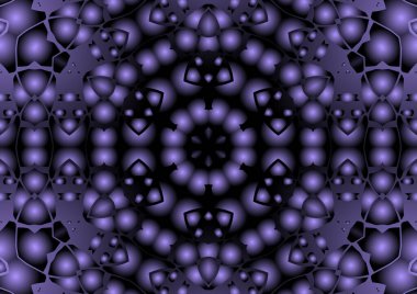 Dijital illüstrasyon, geometrik soyut renkli kaleydoskop simetrik desen ve gradyan etkisi. Klasik güzel dekoratif arkaplan