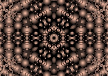 Dijital illüstrasyon, geometrik soyut renkli kaleydoskop simetrik desen ve gradyan etkisi. Klasik güzel dekoratif arkaplan