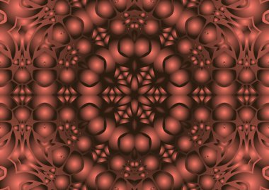 Dijital illüstrasyon, geometrik soyut renkli kaleydoskop simetrik desen ve gradyan etkisi. Klasik güzel dekoratif arkaplan