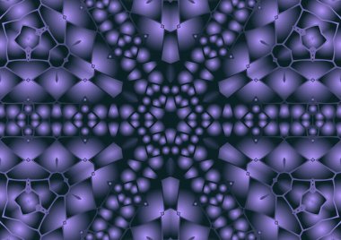 Dijital illüstrasyon, geometrik soyut renkli kaleydoskop simetrik desen ve gradyan etkisi. Klasik güzel dekoratif arkaplan