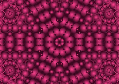 Dijital illüstrasyon, geometrik soyut renkli kaleydoskop simetrik desen ve gradyan etkisi. Klasik güzel dekoratif arkaplan