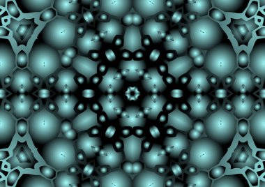 Dijital illüstrasyon, geometrik soyut renkli kaleydoskop simetrik desen ve gradyan etkisi. Klasik güzel dekoratif arkaplan