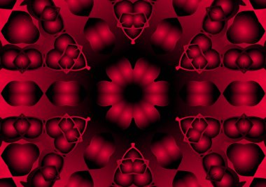 Dijital illüstrasyon, geometrik soyut renkli kaleydoskop simetrik desen ve gradyan etkisi. Klasik güzel dekoratif arkaplan