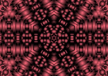 Dijital illüstrasyon, geometrik soyut renkli kaleydoskop simetrik desen ve gradyan etkisi. Klasik güzel dekoratif arkaplan