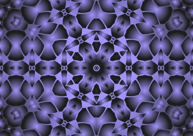 Dijital illüstrasyon, geometrik soyut renkli kaleydoskop simetrik desen ve gradyan etkisi. Klasik güzel dekoratif arkaplan