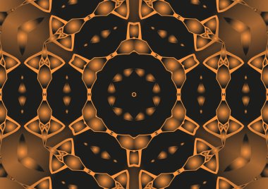 Dijital illüstrasyon, geometrik soyut renkli kaleydoskop simetrik desen ve gradyan etkisi. Klasik güzel dekoratif arkaplan