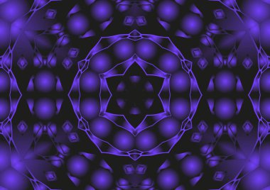 Dijital illüstrasyon, geometrik soyut renkli kaleydoskop simetrik desen ve gradyan etkisi. Klasik güzel dekoratif arkaplan