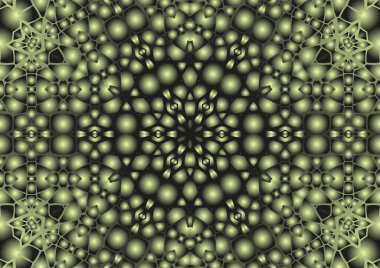 Dijital illüstrasyon, geometrik soyut renkli kaleydoskop simetrik desen ve gradyan etkisi. Klasik güzel dekoratif arkaplan