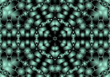 Dijital illüstrasyon, geometrik soyut renkli kaleydoskop simetrik desen ve gradyan etkisi. Klasik güzel dekoratif arkaplan