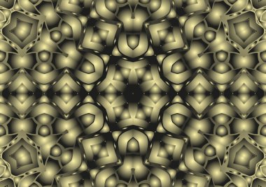 Dijital illüstrasyon, geometrik soyut renkli kaleydoskop simetrik desen ve gradyan etkisi. Klasik güzel dekoratif arkaplan