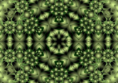 Dijital illüstrasyon, geometrik soyut renkli kaleydoskop simetrik desen ve gradyan etkisi. Klasik güzel dekoratif arkaplan