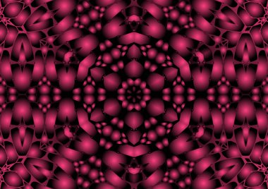 Dijital illüstrasyon, geometrik soyut renkli kaleydoskop simetrik desen ve gradyan etkisi. Klasik güzel dekoratif arkaplan