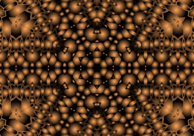 Dijital illüstrasyon, geometrik soyut renkli kaleydoskop simetrik desen ve gradyan etkisi. Klasik güzel dekoratif arkaplan