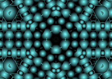 Dijital illüstrasyon, geometrik soyut renkli kaleydoskop simetrik desen ve gradyan etkisi. Klasik güzel dekoratif arkaplan