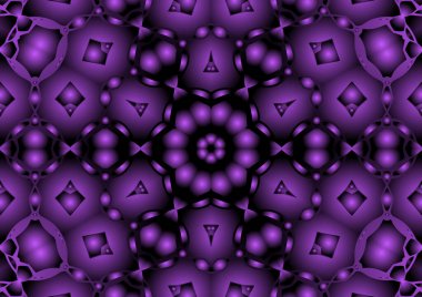 Dijital illüstrasyon, geometrik soyut renkli kaleydoskop simetrik desen ve gradyan etkisi. Klasik güzel dekoratif arkaplan