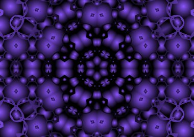 Dijital illüstrasyon, geometrik soyut renkli kaleydoskop simetrik desen ve gradyan etkisi. Klasik güzel dekoratif arkaplan