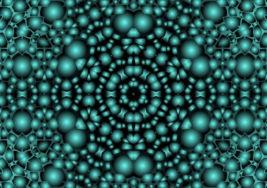 Dijital illüstrasyon, geometrik soyut renkli kaleydoskop simetrik desen ve gradyan etkisi. Klasik güzel dekoratif arkaplan