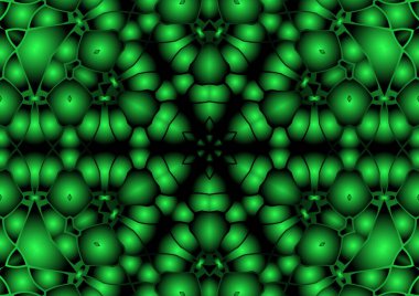 Dijital illüstrasyon, geometrik soyut renkli kaleydoskop simetrik desen ve gradyan etkisi. Klasik güzel dekoratif arkaplan