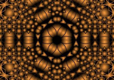 Dijital illüstrasyon, geometrik soyut renkli kaleydoskop simetrik desen ve gradyan etkisi. Klasik güzel dekoratif arkaplan