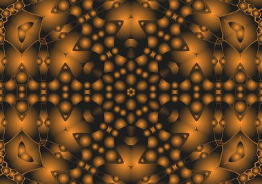 Dijital illüstrasyon, geometrik soyut renkli kaleydoskop simetrik desen ve gradyan etkisi. Klasik güzel dekoratif arkaplan