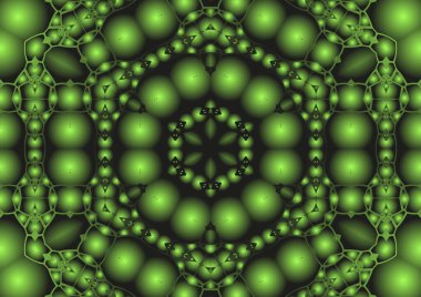 Dijital illüstrasyon, geometrik soyut renkli kaleydoskop simetrik desen ve gradyan etkisi. Klasik güzel dekoratif arkaplan