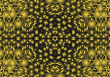 Dijital illüstrasyon, geometrik soyut renkli kaleydoskop simetrik desen ve gradyan etkisi. Klasik güzel dekoratif arkaplan