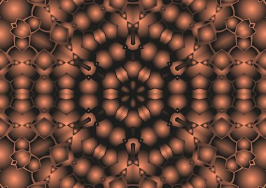 Dijital illüstrasyon, geometrik soyut renkli kaleydoskop simetrik desen ve gradyan etkisi. Klasik güzel dekoratif arkaplan