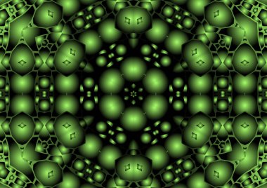 Dijital illüstrasyon, geometrik soyut renkli kaleydoskop simetrik desen ve gradyan etkisi. Klasik güzel dekoratif arkaplan