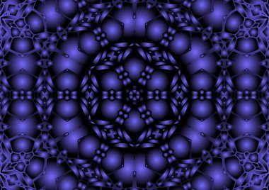 Dijital illüstrasyon, geometrik soyut renkli kaleydoskop simetrik desen ve gradyan etkisi. Klasik güzel dekoratif arkaplan