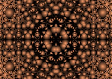 Dijital illüstrasyon, geometrik soyut renkli kaleydoskop simetrik desen ve gradyan etkisi. Klasik güzel dekoratif arkaplan