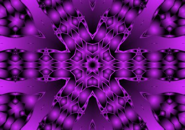 Dijital illüstrasyon, geometrik soyut renkli kaleydoskop simetrik desen ve gradyan etkisi. Klasik güzel dekoratif arkaplan