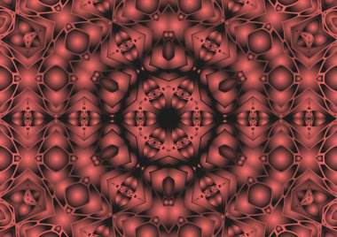 Dijital illüstrasyon, geometrik soyut renkli kaleydoskop simetrik desen ve gradyan etkisi. Klasik güzel dekoratif arkaplan