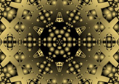 Dijital illüstrasyon, geometrik soyut renkli kaleydoskop simetrik desen ve gradyan etkisi. Klasik güzel dekoratif arkaplan