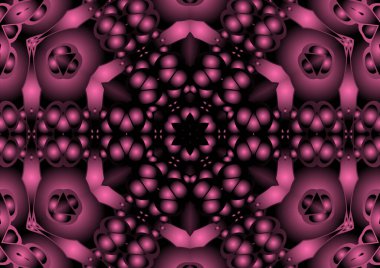 Dijital illüstrasyon, geometrik soyut renkli kaleydoskop simetrik desen ve gradyan etkisi. Klasik güzel dekoratif arkaplan