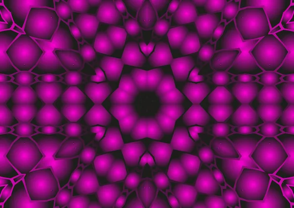 Dijital illüstrasyon, geometrik soyut renkli kaleydoskop simetrik desen ve gradyan etkisi. Klasik güzel dekoratif arkaplan