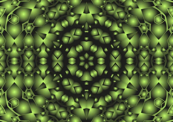 Dijital illüstrasyon, geometrik soyut renkli kaleydoskop simetrik desen ve gradyan etkisi. Klasik güzel dekoratif arkaplan