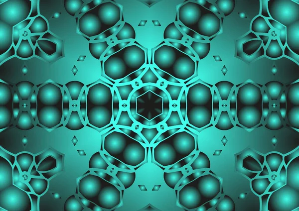 Dijital illüstrasyon, geometrik soyut renkli kaleydoskop simetrik desen ve gradyan etkisi. Klasik güzel dekoratif arkaplan