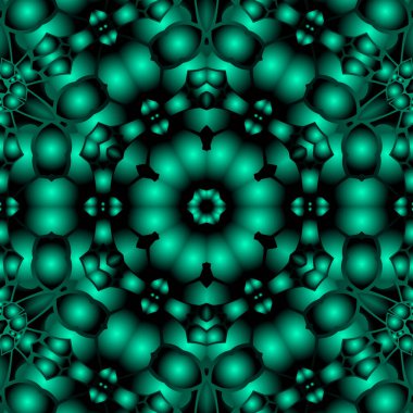 Dijital illüstrasyon, geometrik soyut renkli kaleydoskop simetrik desen ve gradyan etkisi. Klasik güzel dekoratif arkaplan