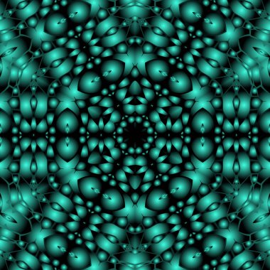 Dijital illüstrasyon, geometrik soyut renkli kaleydoskop simetrik desen ve gradyan etkisi. Klasik güzel dekoratif arkaplan