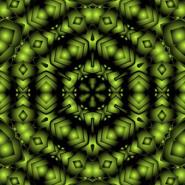 Dijital illüstrasyon, geometrik soyut renkli kaleydoskop simetrik desen ve gradyan etkisi. Klasik güzel dekoratif arkaplan