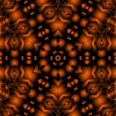 Dijital illüstrasyon, geometrik soyut renkli kaleydoskop simetrik desen ve gradyan etkisi. Klasik güzel dekoratif arkaplan