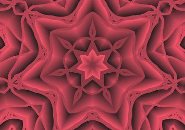 Dijital illüstrasyon, geometrik soyut renkli kaleydoskop simetrik desen ve gradyan etkisi. Klasik güzel dekoratif arkaplan