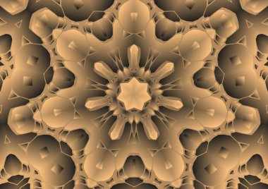 Dijital illüstrasyon, geometrik soyut renkli kaleydoskop simetrik desen ve gradyan etkisi. Klasik güzel dekoratif arkaplan