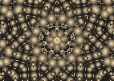 Dijital illüstrasyon, geometrik soyut renkli kaleydoskop simetrik desen ve gradyan etkisi. Klasik güzel dekoratif arkaplan