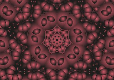Dijital illüstrasyon, geometrik soyut renkli kaleydoskop simetrik desen ve gradyan etkisi. Klasik güzel dekoratif arkaplan