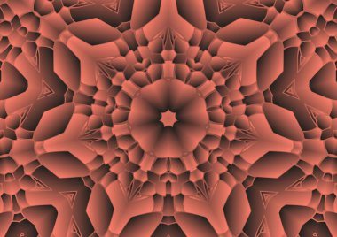 Dijital illüstrasyon, geometrik soyut renkli kaleydoskop simetrik desen ve gradyan etkisi. Klasik güzel dekoratif arkaplan