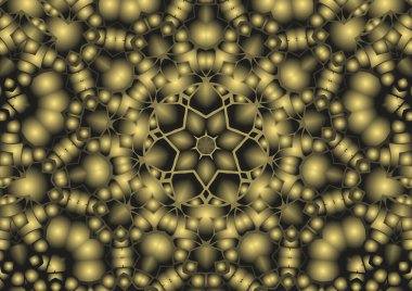 Dijital illüstrasyon, geometrik soyut renkli kaleydoskop simetrik desen ve gradyan etkisi. Klasik güzel dekoratif arkaplan