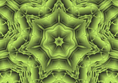 Dijital illüstrasyon, geometrik soyut renkli kaleydoskop simetrik desen ve gradyan etkisi. Klasik güzel dekoratif arkaplan